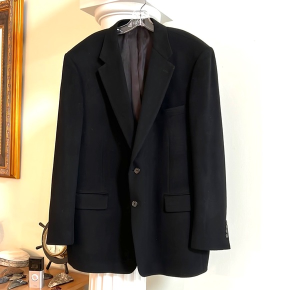 Black Camel Hair Sports Coat Blazer 46L - Closet Staple - Excellent Condition - Picture 1 of 10